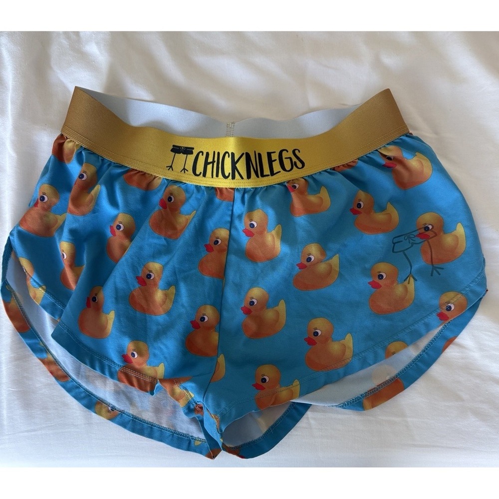 Chicknlegs Chicken Legs Running Rubber Ducky Shorts Womens XS  Novelty Elastic